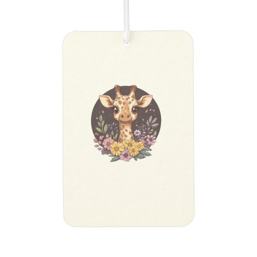 Schöne Giraffe umgeben von Blume Autolufterfrischer (Vorderseite)