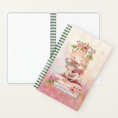 Schöne Girl Deer Schöne, florale Illustration Notizblock (Innen)