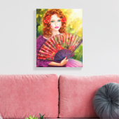 schöne Girl-Fantasie mit Fan Leinwanddruck (Insitu (Wohnzimmer))