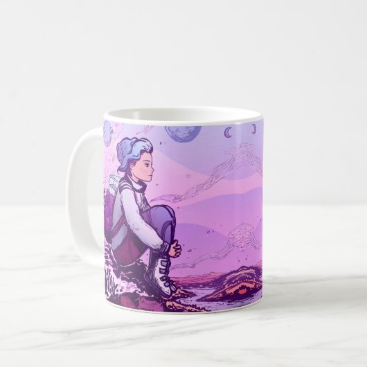 Schöne Girl-Illustration Kaffeetasse (Vorderseite Links)
