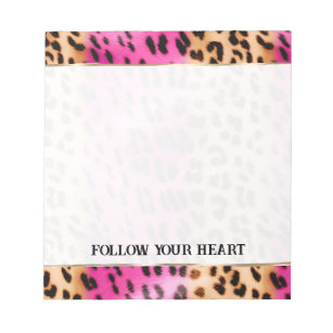 Schöne Girl Pink Cream Gold Leopard Print Notizblock