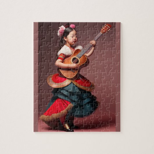 Schöne Girl Playing Guitar Puzzle (Vertikal)