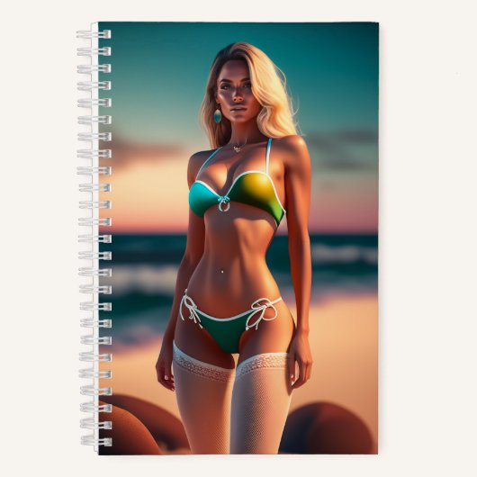 Schöne Girl-Pose in Bikini-Notebook Notizblock (Vorderseite)