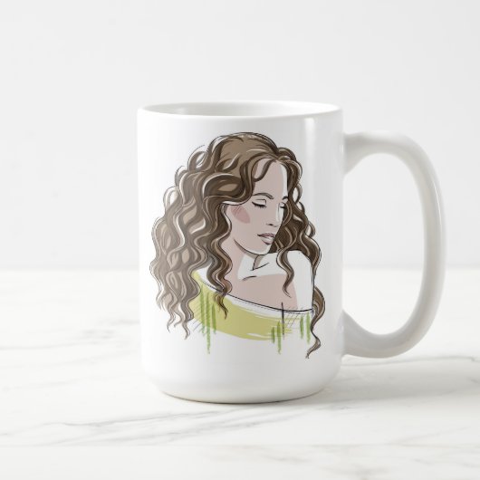 Schöne Girl Sketch Kaffeetasse (Rechts)