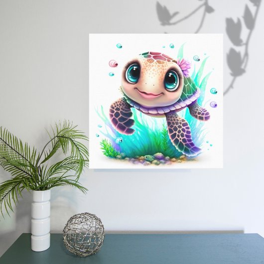 Schöne Girl Turtle Leinwanddruck