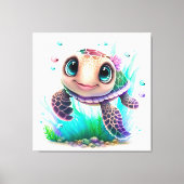 Schöne Girl Turtle Leinwanddruck (Vorderseite)