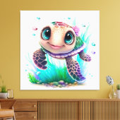 Schöne Girl Turtle Leinwanddruck (Insitu (Wohnzimmer))