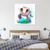 Schöne Girl Turtle Leinwanddruck (Insitu (Schlafzimmer))