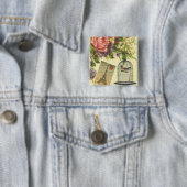Schöne girly vintage Rosen Blumen Eiffelturm Button (Beispiel)
