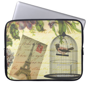 Schöne girly vintage Rosen Blumen Eiffelturm Laptopschutzhülle