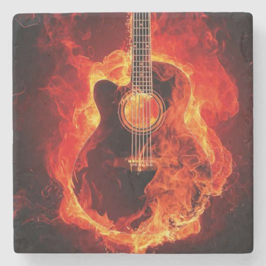 Schöne Gitarrenbild Steinuntersetzer (Vorderseite)