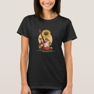 Schöne Gitarrenpflanze für Rocking-Sonnenblumenlie T-Shirt