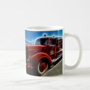 Schöne glänzende antike rote Feuerwehrwagen-Kunst Kaffeetasse