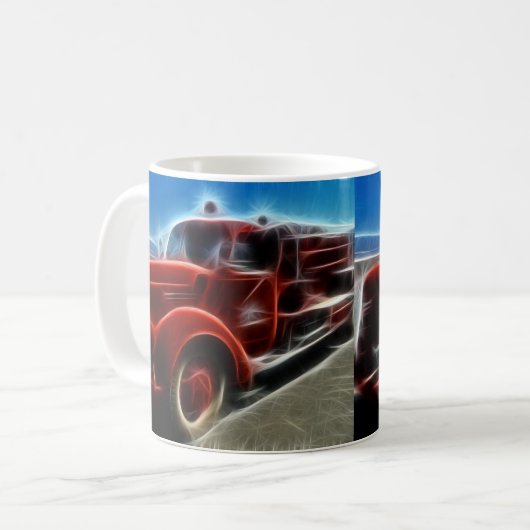 Schöne glänzende antike rote Löschfahrzeug-Kunst Kaffeetasse (Vorderseite Links)