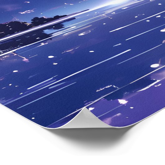 Schöne, glitzernde Vollmondnacht Poster (Ecke)