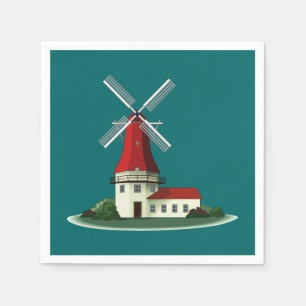 Schöne Glockenturmwindmühle Serviette