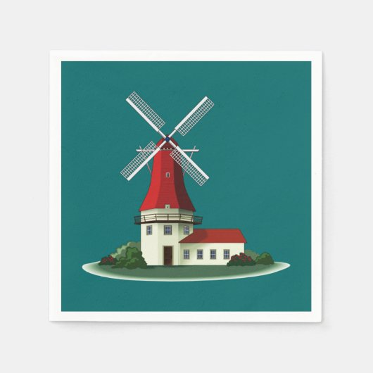 Schöne Glockenturmwindmühle Serviette (Vorderseite)