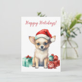 Schöne glückliche Ferien Chihuahua Wasserfarbenkar (Stehend Vorderseite)