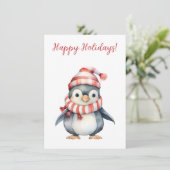 Schöne, glückliche Ferien Pinguin Wasserfarbenkart (Stehend Vorderseite)