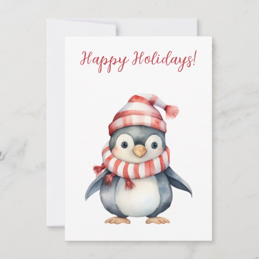 Schöne, glückliche Ferien Pinguin Wasserfarbenkart (Vorderseite)