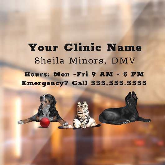 Schöne glückliche Hunde und Katze Veterinärmedizin Fensteraufkleber (Blatt 2)