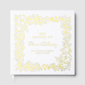 Schöne Gold Floral Frame Taufe Gästebuch (Vorderseite)