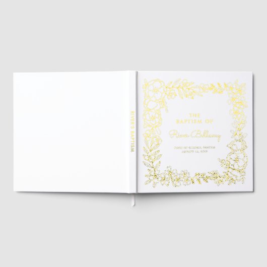 Schöne Gold Floral Frame Taufe Gästebuch (Voll)