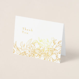 Schöne Gold Foil gezeichnet floral Danke Karte