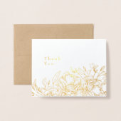 Schöne Gold Foil gezeichnet floral Danke Karte (Vorderseite mit Umschlag)