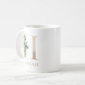 Schöne Gold Monogramm H mit Blumenakzent Kaffeetasse (Vorderseite Links)