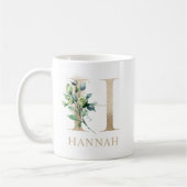 Schöne Gold Monogramm H mit Blumenakzent Kaffeetasse (Links)