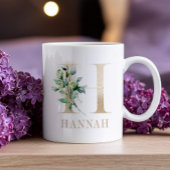 Schöne Gold Monogramm H mit Blumenakzent Kaffeetasse