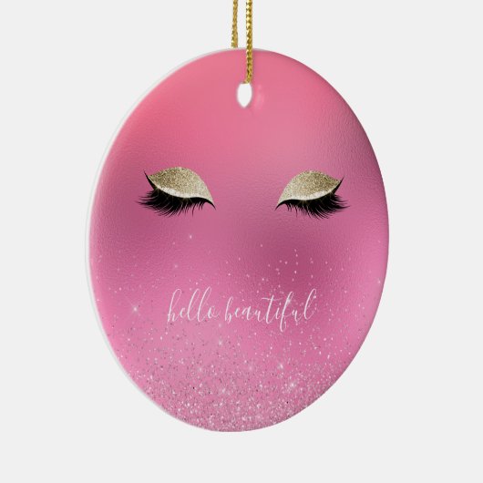 Schöne Gold Pink Glitzy Eyes Keramik Ornament (Rechts)