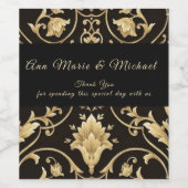 Schöne Gold- und schwarze Akanthusblätter Elegant Weinetikett (Einzelnes Label)