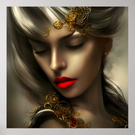 Schöne Goldblondinnen mit roten Lippen Juwelen 2 Poster