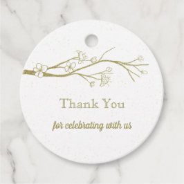 schöne Goldblüten Weiß Gefallen Tag Geschenkanhänger