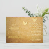Schöne Golden Birdcage Hochzeit Einladung (Stehend Vorderseite)