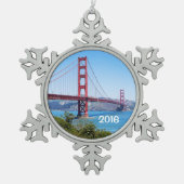 Schöne Golden Gate Bridge Schneeflocken Zinn-Ornament (Vorderseite)