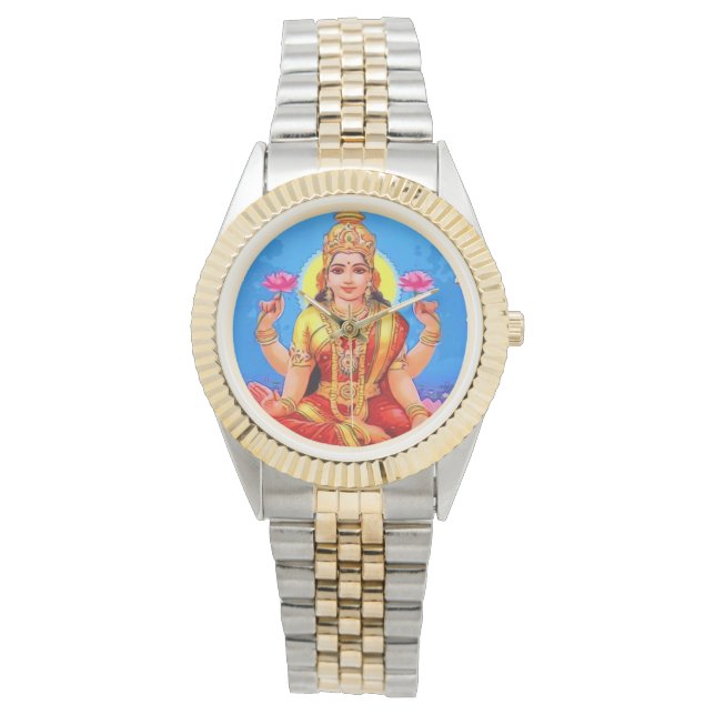 Schöne Golden Lakshmi Diwali Goddess Armbanduhr (Vorderseite)