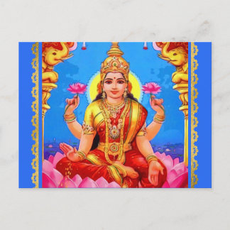 Schöne Golden Lakshmi Diwali Goddess Postkarte