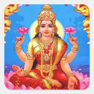 Schöne Golden Lakshmi Diwali Goddess Quadratischer Aufkleber