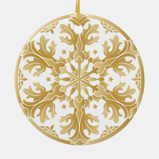 Schöne Golden Snowflake Circle Ornament (Hinten)