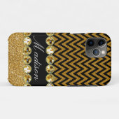 Schöne Golden Zickzack Glitzer Jewels Elegant Case-Mate iPhone Hülle (Rückseite (Horizontal))