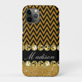 Schöne Golden Zickzack Glitzer Jewels Elegant Case-Mate iPhone Hülle (Rückseite)