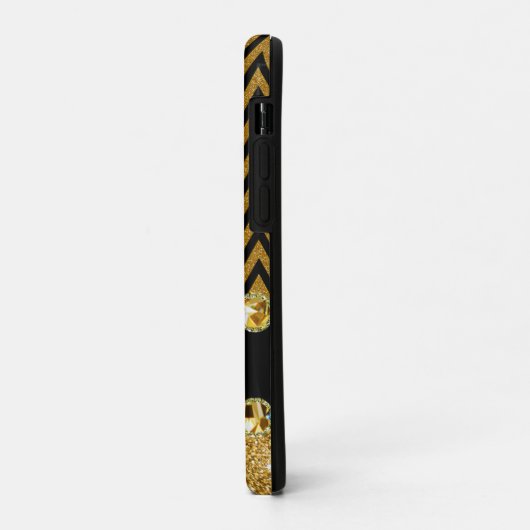 Schöne Golden Zickzack Glitzer Jewels Elegant Case-Mate iPhone Hülle (Hinten/Links)