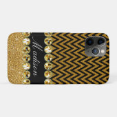 Schöne Golden Zickzack Glitzer Jewels Elegant Case-Mate iPhone Hülle (Rückseite (Horizontal))
