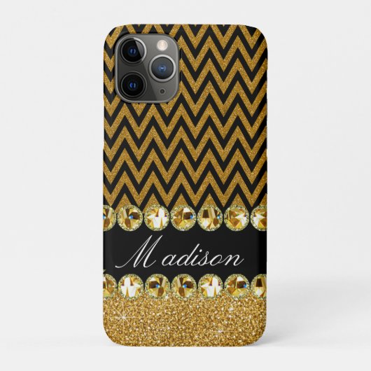 Schöne Golden Zickzack Glitzer Jewels Elegant Case-Mate iPhone Hülle (Rückseite)