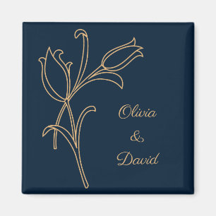 Schöne goldene Art Deco Tulpen Magnet
