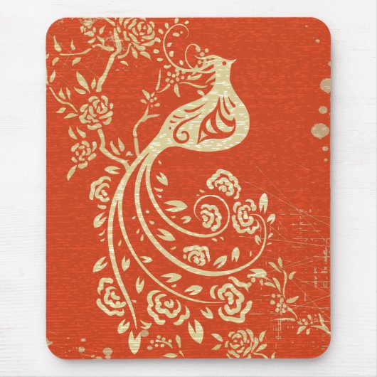 Schöne Goldene Bird Frische Giro Retro Mousepad (Vorne)