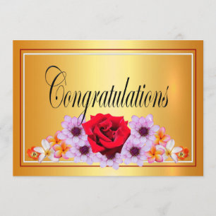 Schöne goldene Blumenmuster gratulieren Einladung